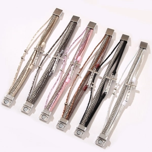 Multilayer bohemian rhinestone cross bracelets with magnetic clasp in six assorted colors