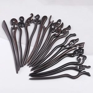 Vintage Ebony Wood Hair Stick Handmade Carved Sandalwood Hairpin For Women Hanfu Updo Retro Chinese Style Hair Accessory