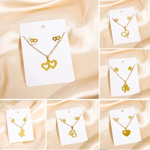 Fashion Jewelry Necklace And Earrings For Women 304 Stainless Steel 18K Gold Plated Hollow Heart Rose Flower Gift