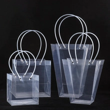 Transparent PVC gift bags in square and trapezoid shapes with silver metal buckles