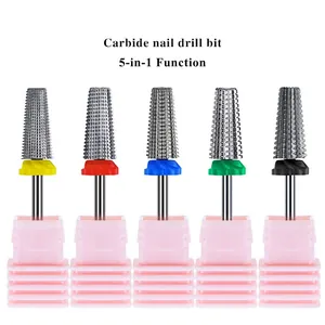 Professional Nail Drill Bit Carbide Tungsten Steel 5 In 1 Multi Function For Gel Polish Removal And Cuticle Cleaning Universal