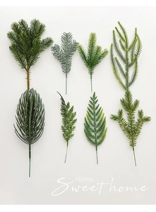Detailed collection of eight assorted artificial evergreen branches for DIY Christmas decor