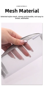 Close-up of durable grey mesh pencil case showing fabric texture and transparency