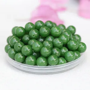 Polished Hetian jasper color round beads with holes for DIY jewelry making and crafts