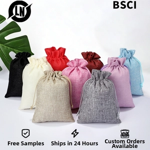 Blank Linen Drawstring Bags Small Burlap Jewelry Pouches Multi Color Fabric Gift Packaging Bags For Cosmetic Storage