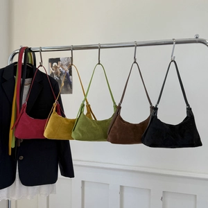 Minimalist matte suede crossbody bags for women in five colors with sleek baguette design