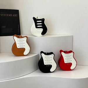 Creative guitar shaped crossbody bag with fashion rivets and wide strap in multiple colors