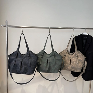 Vintage Large Capacity Women Tote Bag Matte PU Leather Minimalist Shoulder Handbag With Adjustable Strap Daily Commute Bag