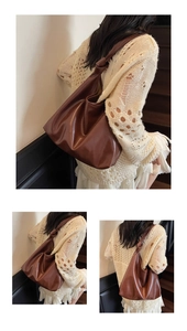 Détail de la texture cuir souple et du nœud élégant sur le grand sac cabas marron