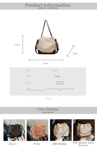 Detailed size specifications for canvas bucket bag with dimensions 19x17x11cm