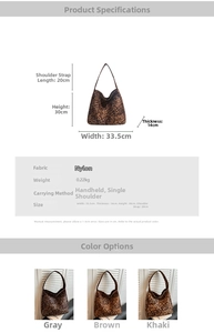 Spécifications de taille et détails du matériau nylon pour le sac cabas léopard