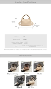 Detailed size guide and specifications for the PU leather bucket bag with dimensions
