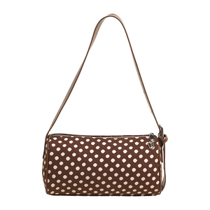 Polka dot pillow shoulder bag with adjustable strap and vintage cylinder design