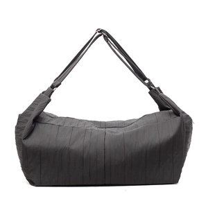 Large black pleated nylon dumpling bag with adjustable shoulder straps for daily travel