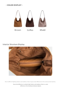 Détail de l'intérieur spacieux avec poche zippée et trois options de couleurs du sac fourre-tout
