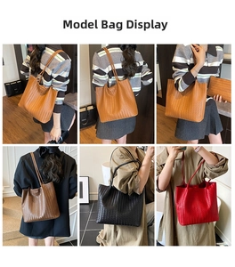 Plusieurs vues d'un sac cabas tissé montrant sa grande capacité et ses détails de design