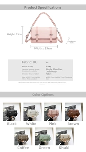 Detailed chart showing size dimensions and multi-color options for this retro crossbody bag