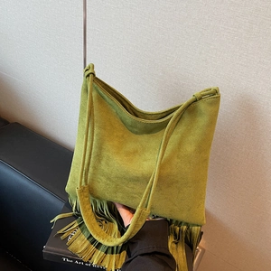 Bolso de Hombro Retro con Flecos para Mujer Bohemio con Borlas Gran Capacidad Tote Bolso Bandolera Casual Bolso de Mano de Cuero Sintético