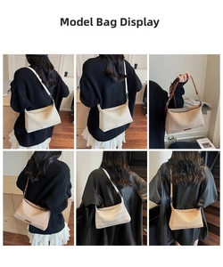 Viste dettagliate delle borse a tracolla intrecciate da donna in beige e marrone con tracolla