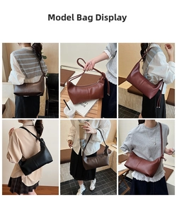 Collage of chic underarm bags in black, dark brown, and caramel with knot shoulder straps