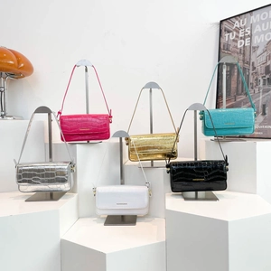Fashionable faux crocodile leather crossbody shoulder bags in six vibrant metallic colors