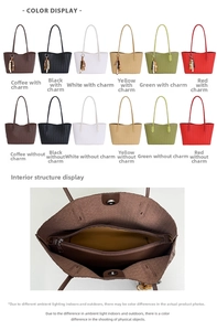 Detail showing woven tote bag interior with zipper divider and magnetic closure