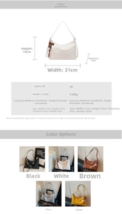 Detailed size chart for large PU leather hobo bag showing 31x19x8 cm dimensions