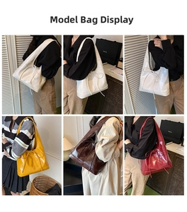 Collage of glossy tote bags in white, yellow, and burgundy with bow side details