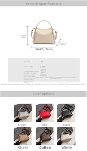 Spécifications de taille et variantes de couleurs du sac seau minimaliste en cuir PU