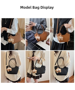 Collage de sacs cabas tissés marron et noir avec pendentif étoile et bandoulières