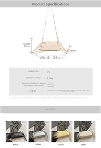 Detailed size specifications and color options for the tassel crossbody bag in PU leather