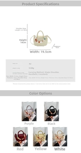 Dimensions détaillées et options de couleurs du sac seau plissé en PU avec perles