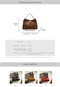 Detail of quilted PU leather shoulder bag with gold twist lock and chain strap design