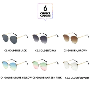 Multi-color rimless bear sunglasses collection in six stylish gradient shades with metal arms