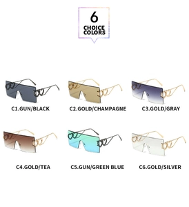 Matrix view of rimless heart-decorated sunglasses in six diverse gradient color options