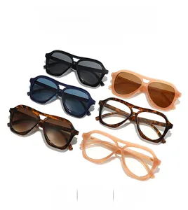 Classic double-bridge aviator sunglasses in various colors on a white background