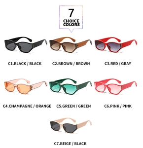 Collection of chic square sunglasses in seven trendy colors with thick vintage frames