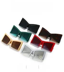Close-up of stylish oversized butterfly sunglasses in six assorted vibrant colors