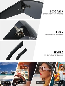 Detail of star hinges, nose pads, and temples of these trendy star-studded sunglasses