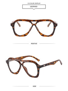 Front and side view of classic leopard print aviator sunglasses with double bridge