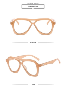 Front and side views of jelly brown double-bridge aviator sunglasses frame, style C6