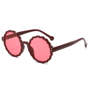 Kids Flower Sunglasses Scalloped Round Frame PC Material UV400 Fashion Eyewear For Boys Girls