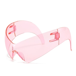Futuristic Cat Eye Sunglasses One Piece Wrap Around Y2K Punk Goggles Cyberpunk UV400 PC Sports Travel Eyewear