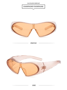 Champagnerfarbene Steampunk Sonnenbrille mit nahtlosem Glas und fließenden Seitendetails