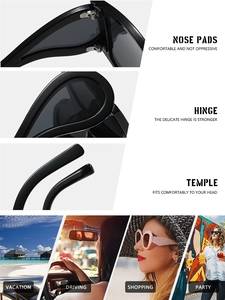 Detail of ergonomic nose pads and metal hinges on oval punk sunglasses for comfort