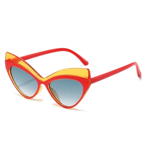 Lunettes de soleil œil de chat mode avec monture rouge et jaune et verres dégradés