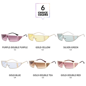 Vue détaillée de six lunettes de soleil tendance en métal à verres dégradés colorés