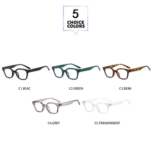Retro square anti-blue light glasses frames in black, green, demi, grey and transparent