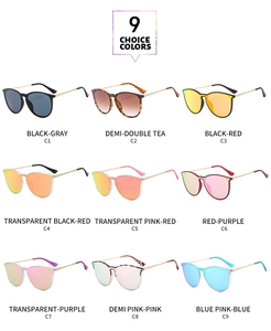 Detailed grid of nine fashionable aviator sunglasses in various colors and gradient lenses