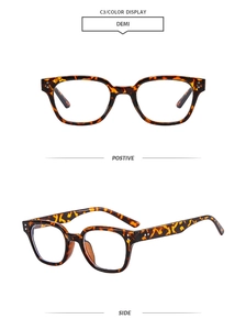 Detail view of demi pattern eyeglass frame showing both positive and side profiles